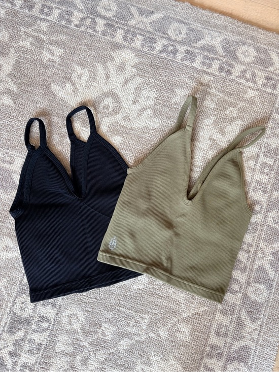 FP Movement by Free People Tops - Free People Ribbed V-Neck cropped Tank Top Duo - Black & Olive